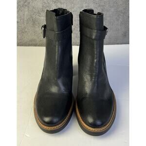 Naturalizer Cora Black Tumbled Women's 9.5W Boots Leather Accent Strap Buckle